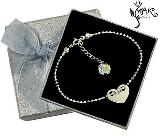 BR832 BRANSOLETKA Z GRAWEREM Swarovski Elements serce