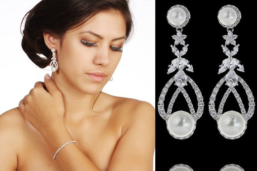 Kol 655/15 KOLCZYKI ślubne, cyrkonie długie