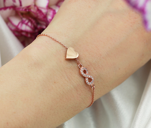 1641/4 bransoletka grawerowana srebro 925 serce znak nieskończoności