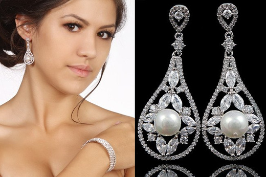 Kol 655/20 KOLCZYKI ślubne, cyrkonie długie