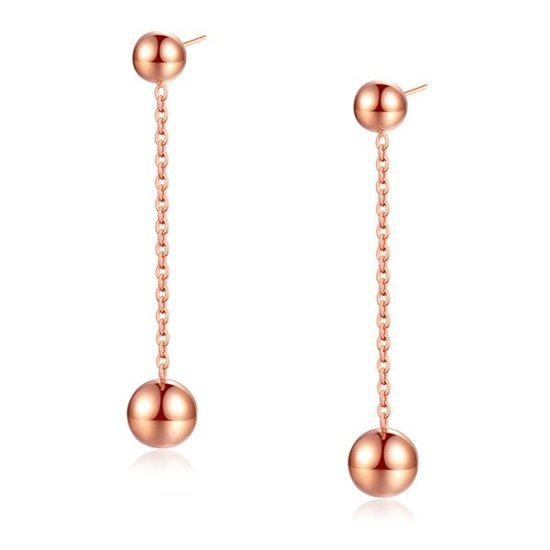 KOL 599/689 KOLCZYKI ze stali, wiszące z perłą, sztyft, złote