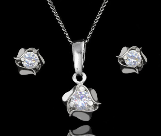 480/271 Kompet srebrny z okrągłą cyrkonią delikatny 925