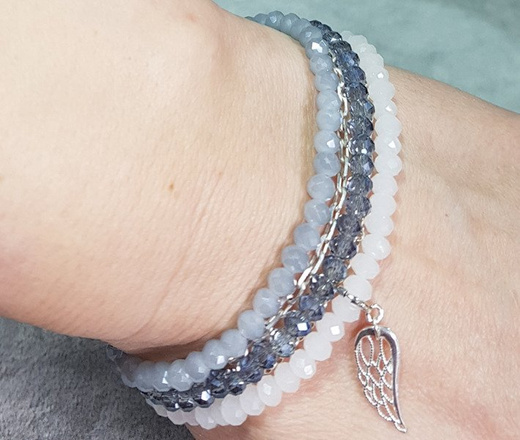 BR682 BRANSOLETKA Z GRAWEREM skrzydłko, SREBRO 925