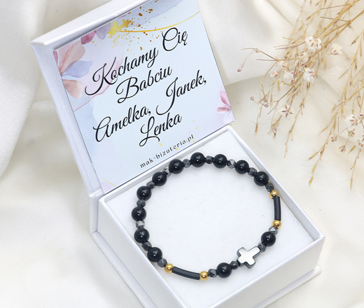 bransoletka różaniec czarny onyks 1888/5