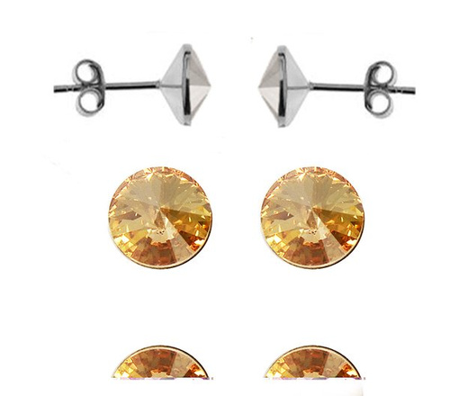 696 Kolczyki Swarovski Elements 6 mm srebro 925 golden shadow - beżowy