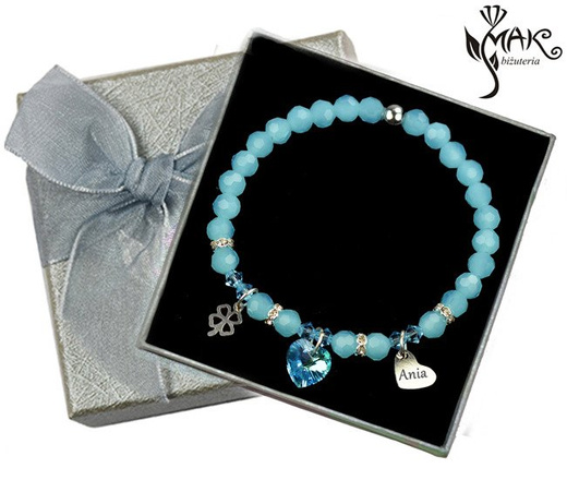 BR820 BRANSOLETKA z kryształkami zawieszki Swarovski Elements błękit