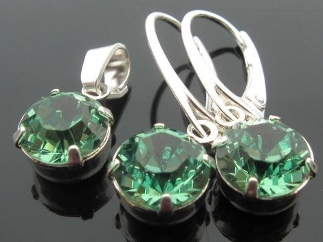 ERINITE KOMPLET z kryształów SWAROVSKI ELEMENTS cyrkonie(1028/SS39/ERINITE)