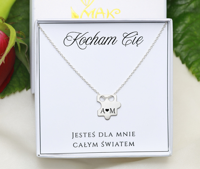 Naszyjnik z puzzlem, srebro 925 zestaw walentynkowy 1899/15