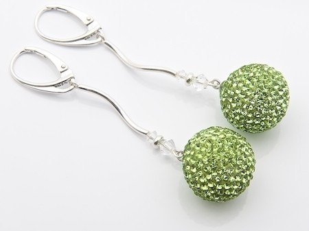 P Kolczyki z kryształów SWAROVSKI ELEMENTS ESL16MM DŁUGIE NOWOŚĆ PERIDOT.