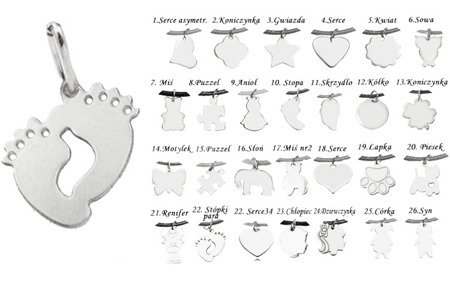  Dodatkowa zawieszka do bransoletki mała 12 mm srebrna