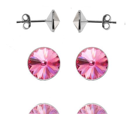 696 Kolczyki Swarovski Elements 6 mm srebro 925 rose różowy