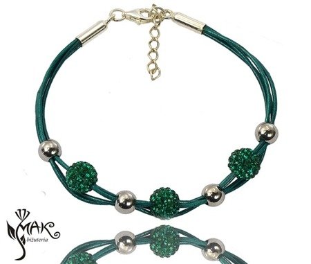 BR449 EMERALD BRANSOLETKA KULECZKI SHAMBALLA