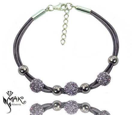 BR449 FIOLET BRANSOLETKA KULECZKI SHAMBALLA