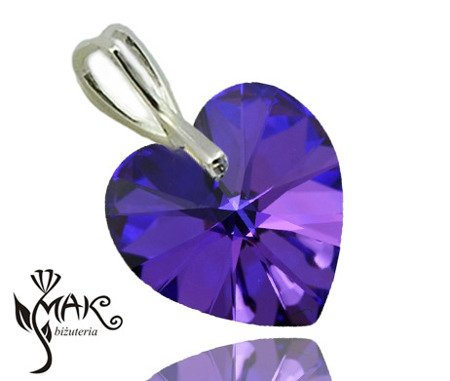 W376 WISIOREK SWAROVSKI 18 MM HELIOTROPE ,WISIOREK SREBRNY